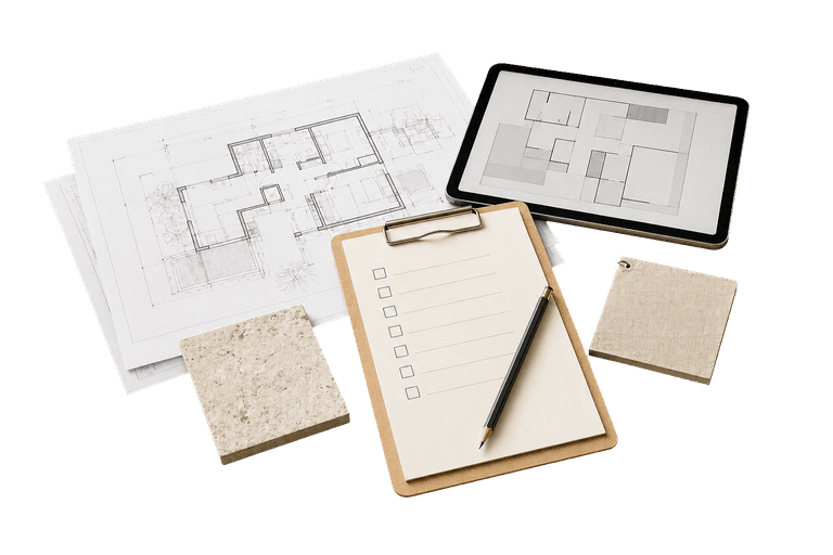 House plans, checklist and consultation notes